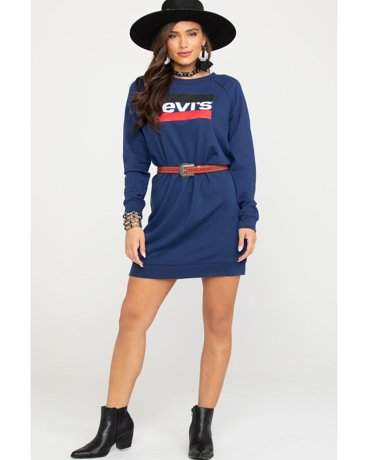 navy sweatshirt dress