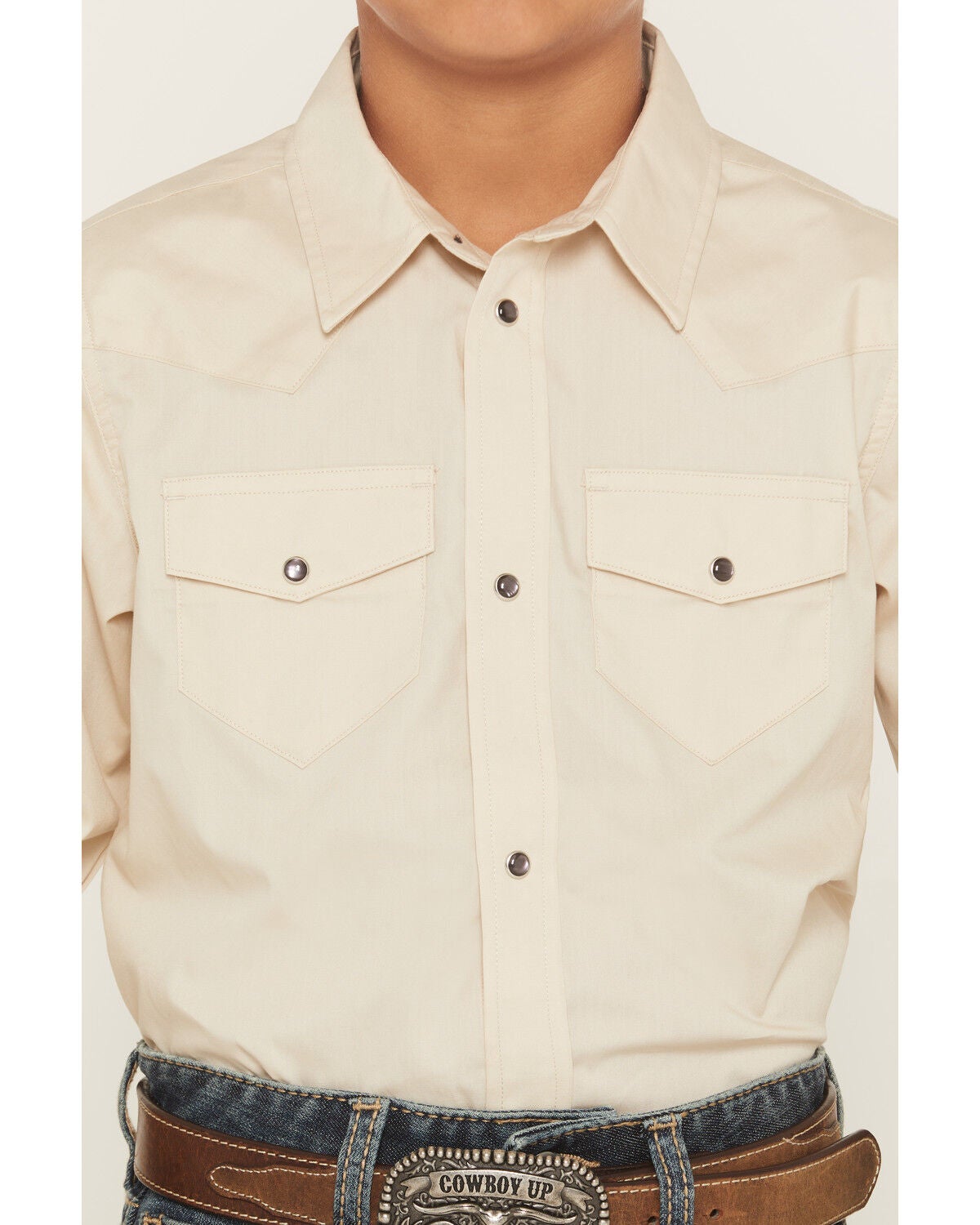 Gibson Trading Co Boys' Solid Basic Long Sleeve Pearl Snap Western Shirt