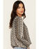 Image #2 - Wild Moss Women's Lurex Striped Long Sleeve Peasant Top, Black, hi-res