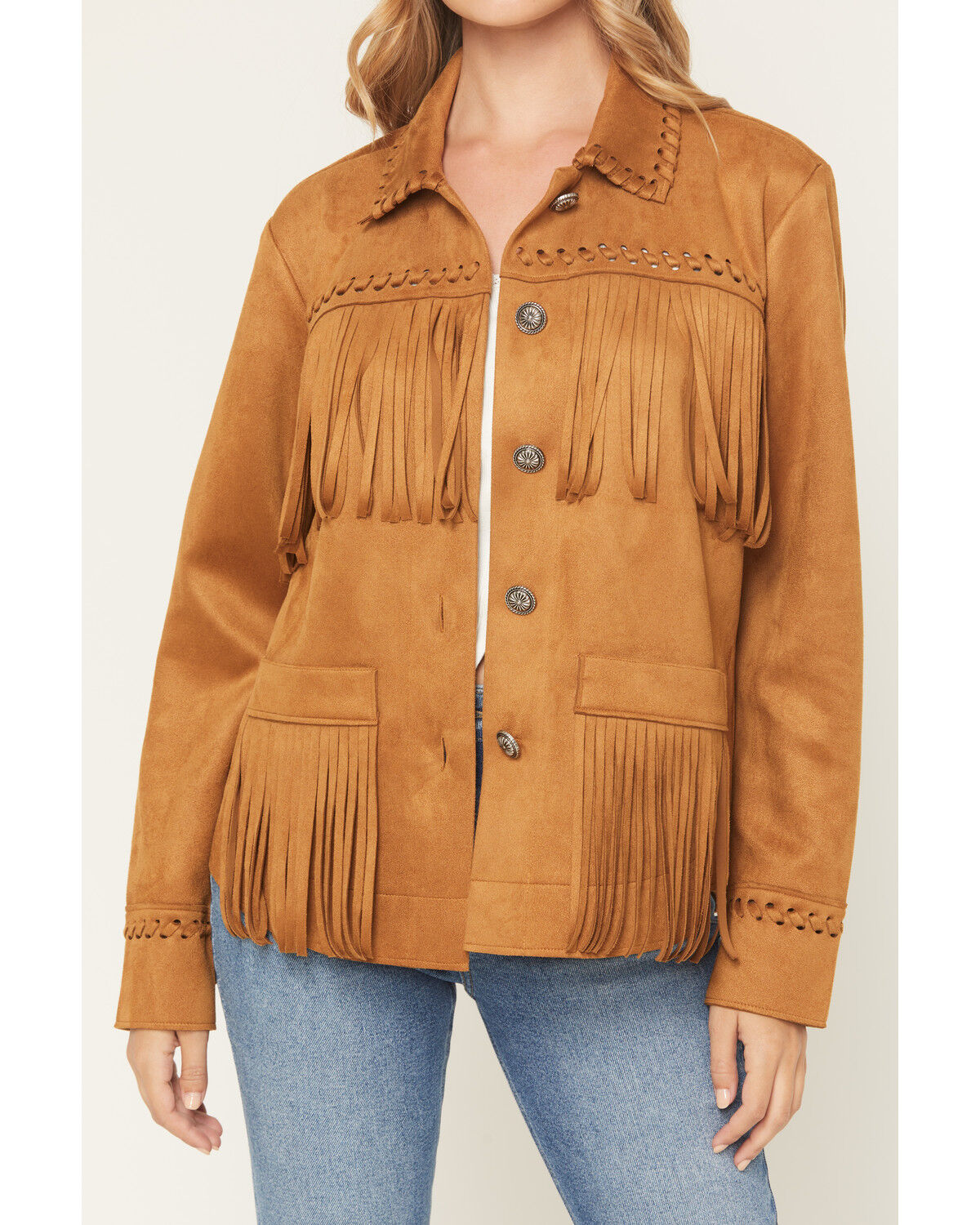 Image #3 - Idyllwind Women's Norton Faux Suede Fringe Shacket, Pecan, hi-res