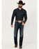 Image #1 - Blue Ranchwear Men's Bandera Wash Bronson Slim Straight Stretch Denim Jeans, Dark Wash, hi-res