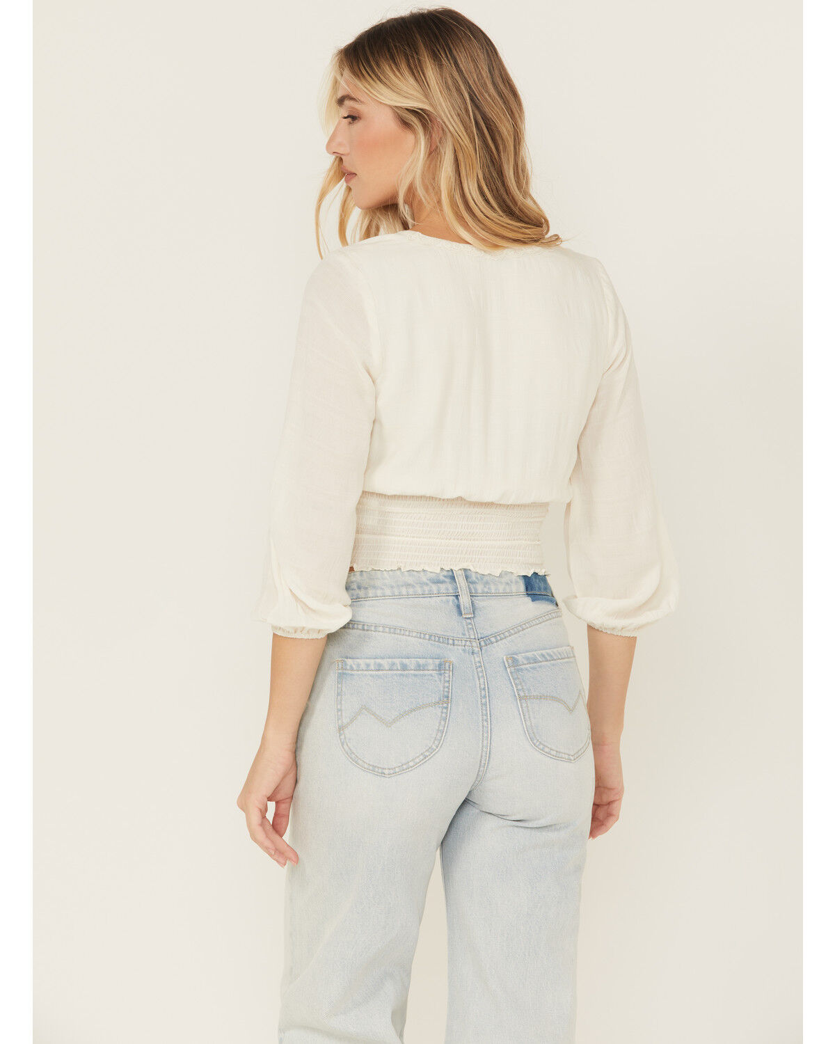 Image #4 - Shyanne Women's Smocked Long Sleeve Blouse, Ivory, hi-res