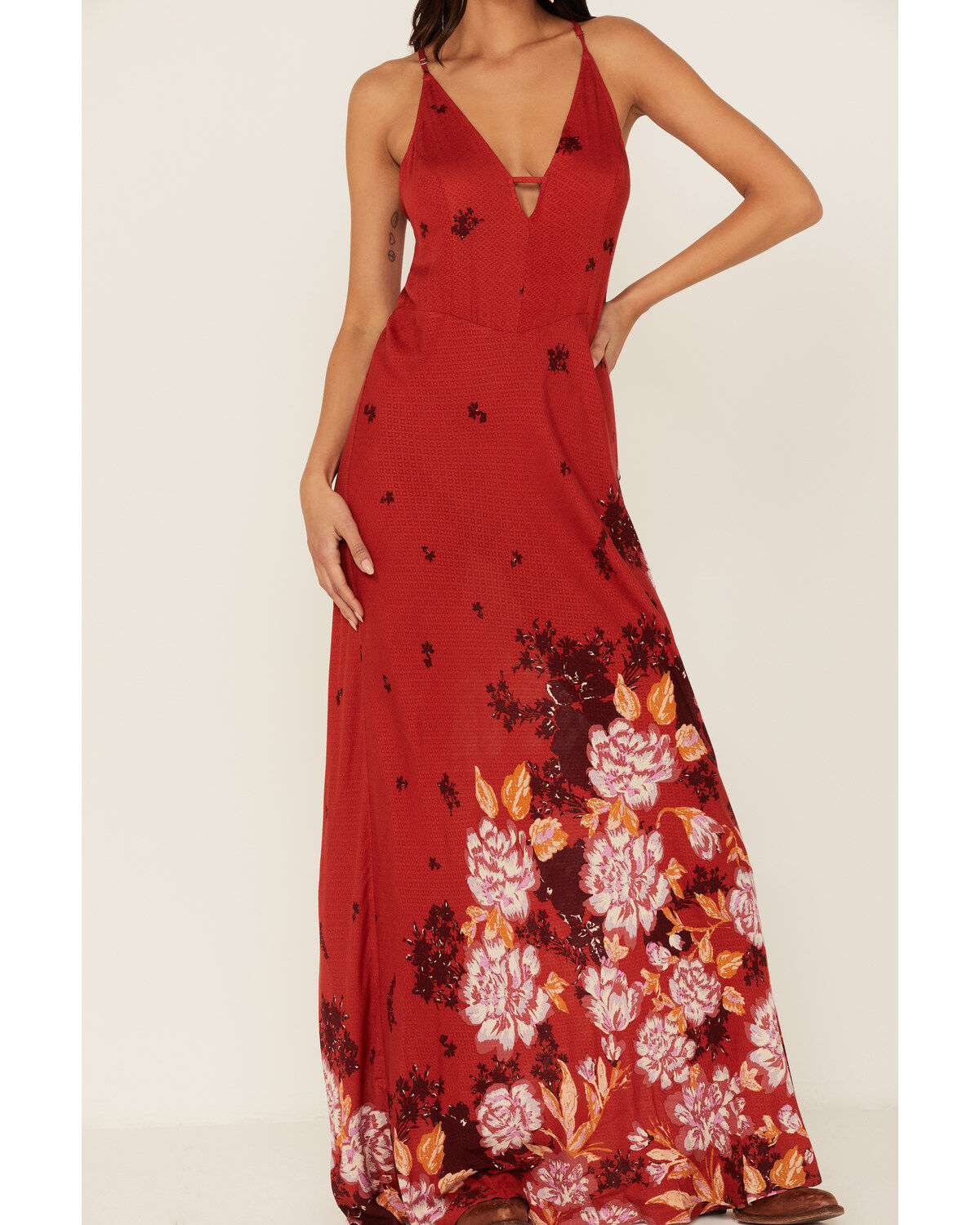 Image #2 - Free People Women's Get To You Floral Print Maxi Dress, Red, hi-res