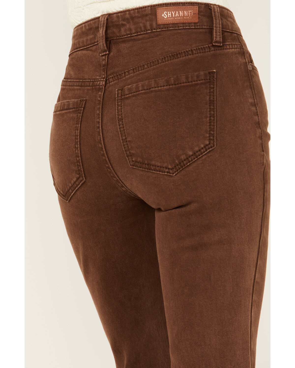Image #4 - Shyanne Women's Pinecone High Rise Stretch Flare Jeans, Medium Brown, hi-res