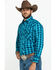 Image #3 - Wrangler Silver Edition Men's Teal Checotah Geo Print Long Sleeve Western Shirt , Teal, hi-res