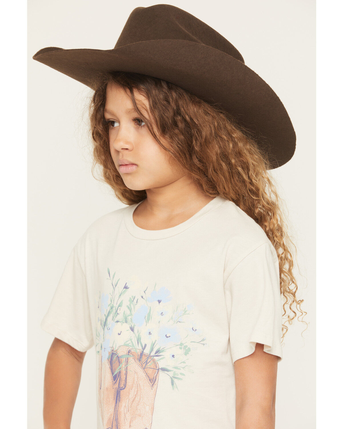 Originality Girls' Floral Boot Short Sleeve Graphic T-Shirt