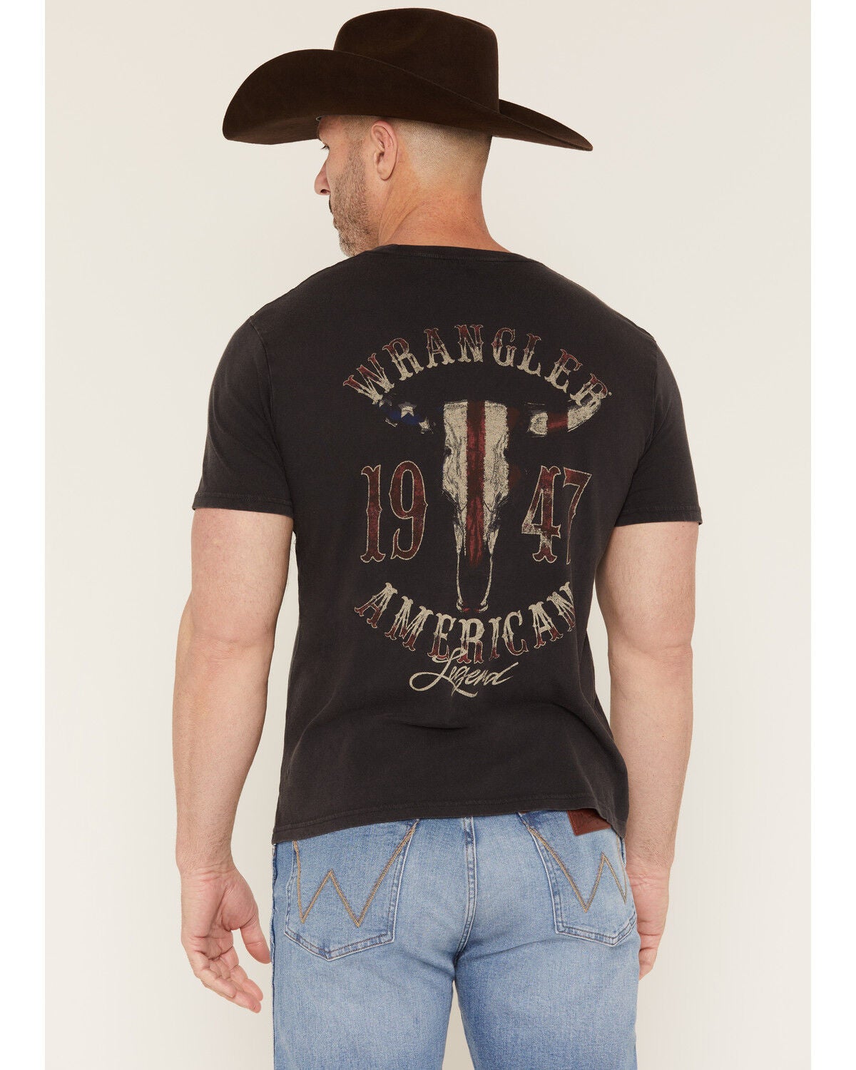 Wrangler Men's American Legend Steer Head Short Sleeve Graphic T-Shirt, Black, hi-res