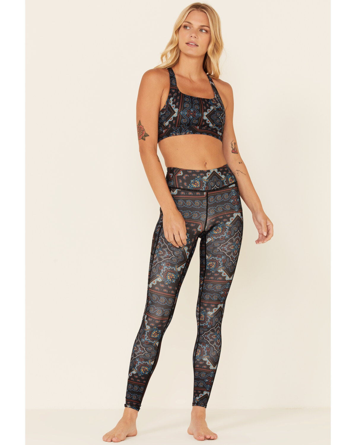 Shyanne Women's Medallion Print Riding Leggings, Navy, hi-res