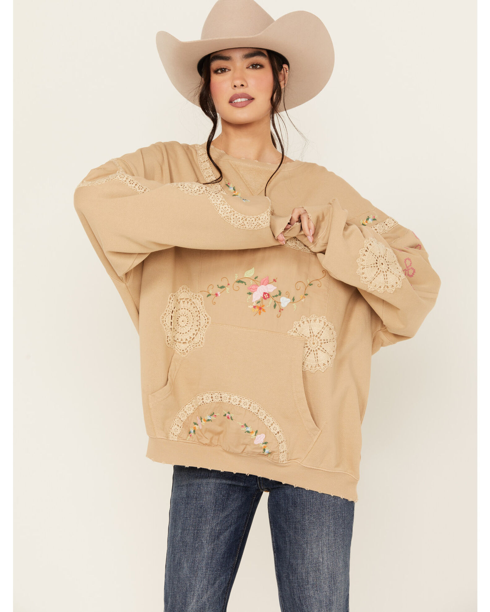 Free people floral sweatshirt clearance