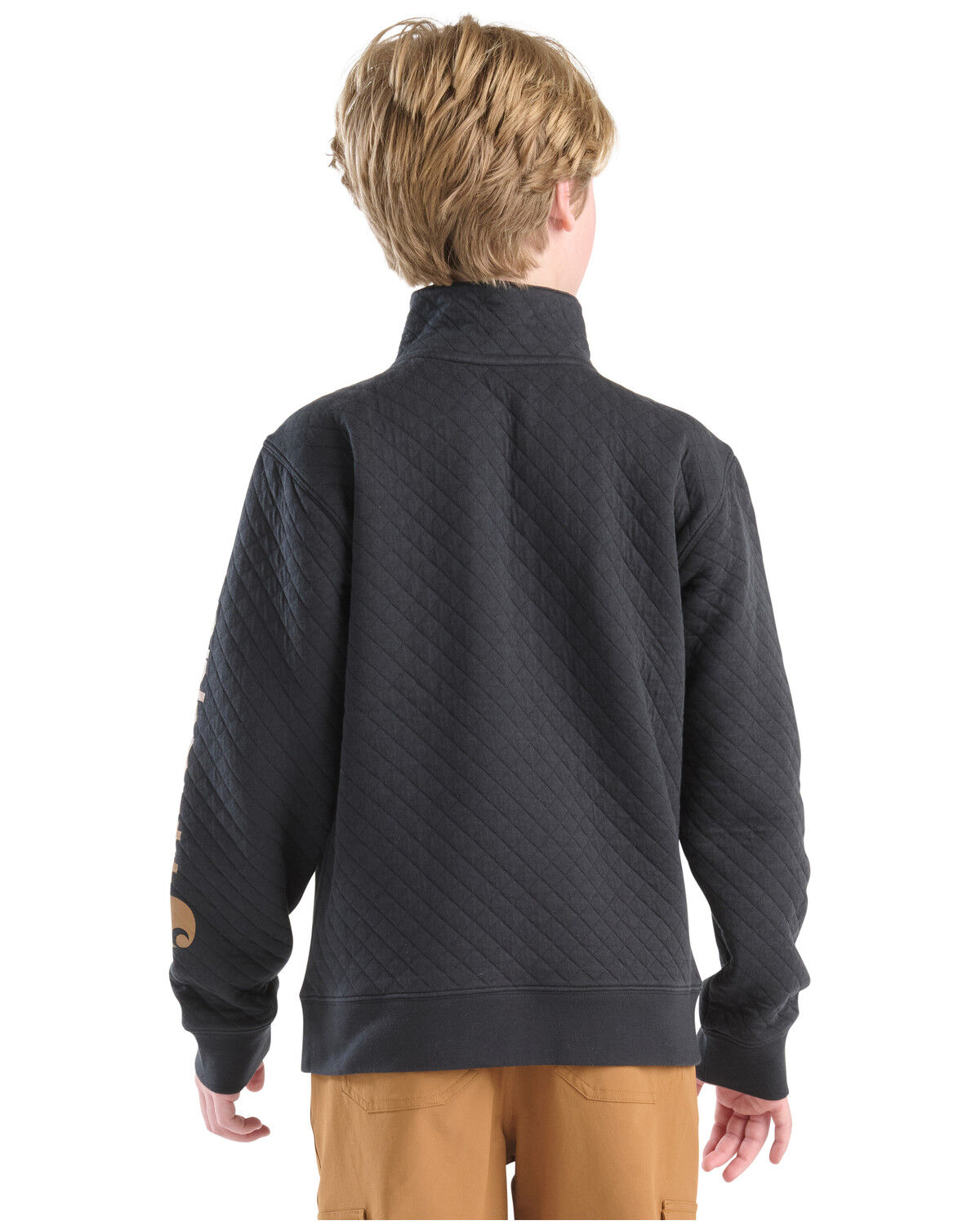 Image #3 - Carhartt Boys' Logo Quarter-Zip Pullover, Black, hi-res