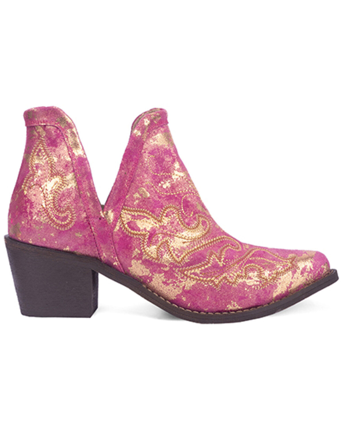 Image #2 - Circle G Women's Western Booties - Snip Toe, Pink, hi-res