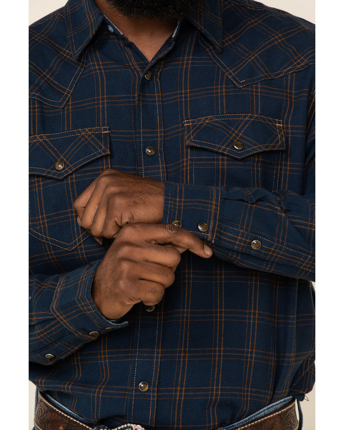 Image #3 - Cody James Men's Cypress Large Windowpaine Plaid Long Sleeve Western Flannel Shirt , , hi-res