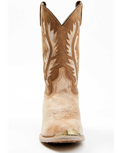 Laredo Men's 12" Lizard Print Western Boots - Round Toe, Tan, hi-res