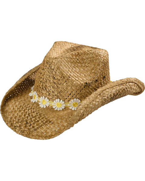 Image #1 - Shyanne® Girls' Daisy Straw Hat , Brown, hi-res