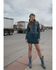 Shyanne Women's Medium Dark Wash Cropped Fray Denim Jacket, Medium Wash, hi-res