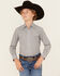 Image #1 - Wrangler Boys' Striped Print Long Sleeve Pearl Snap Western Shirt, Black/white, hi-res