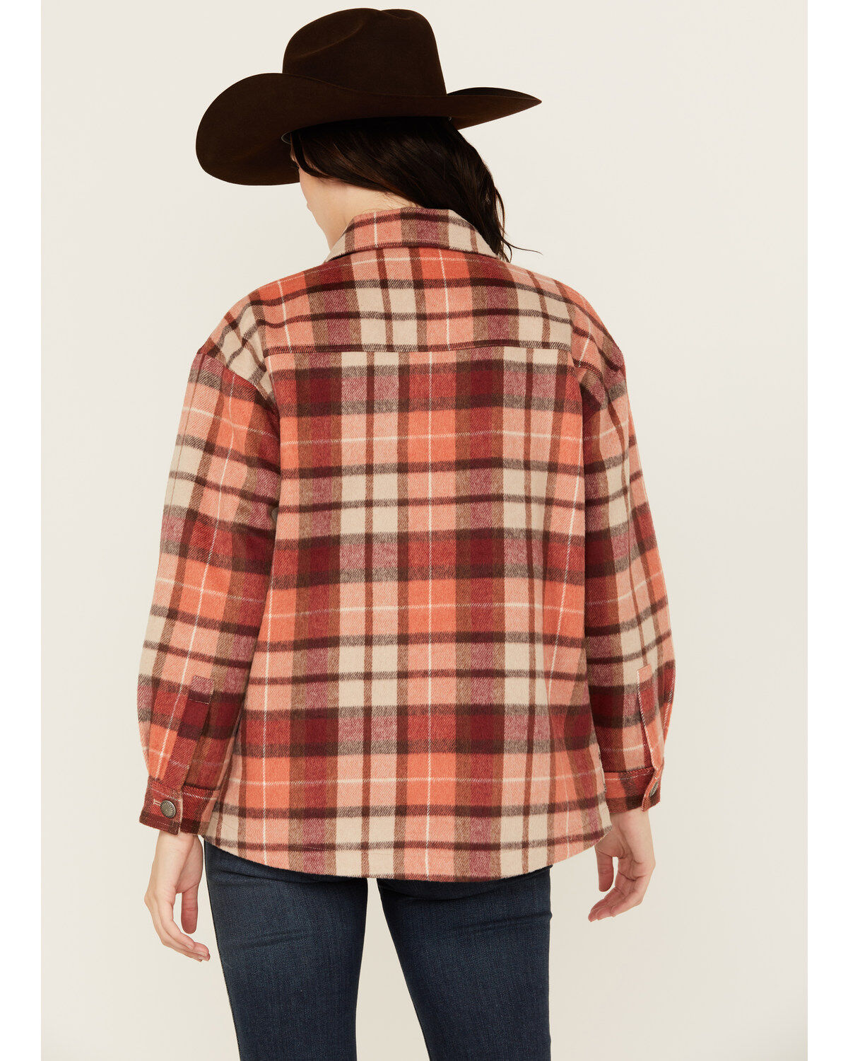 Image #4 - Shyanne Women's Plaid Print Quilted Button-Down Shacket, Dark Pink, hi-res