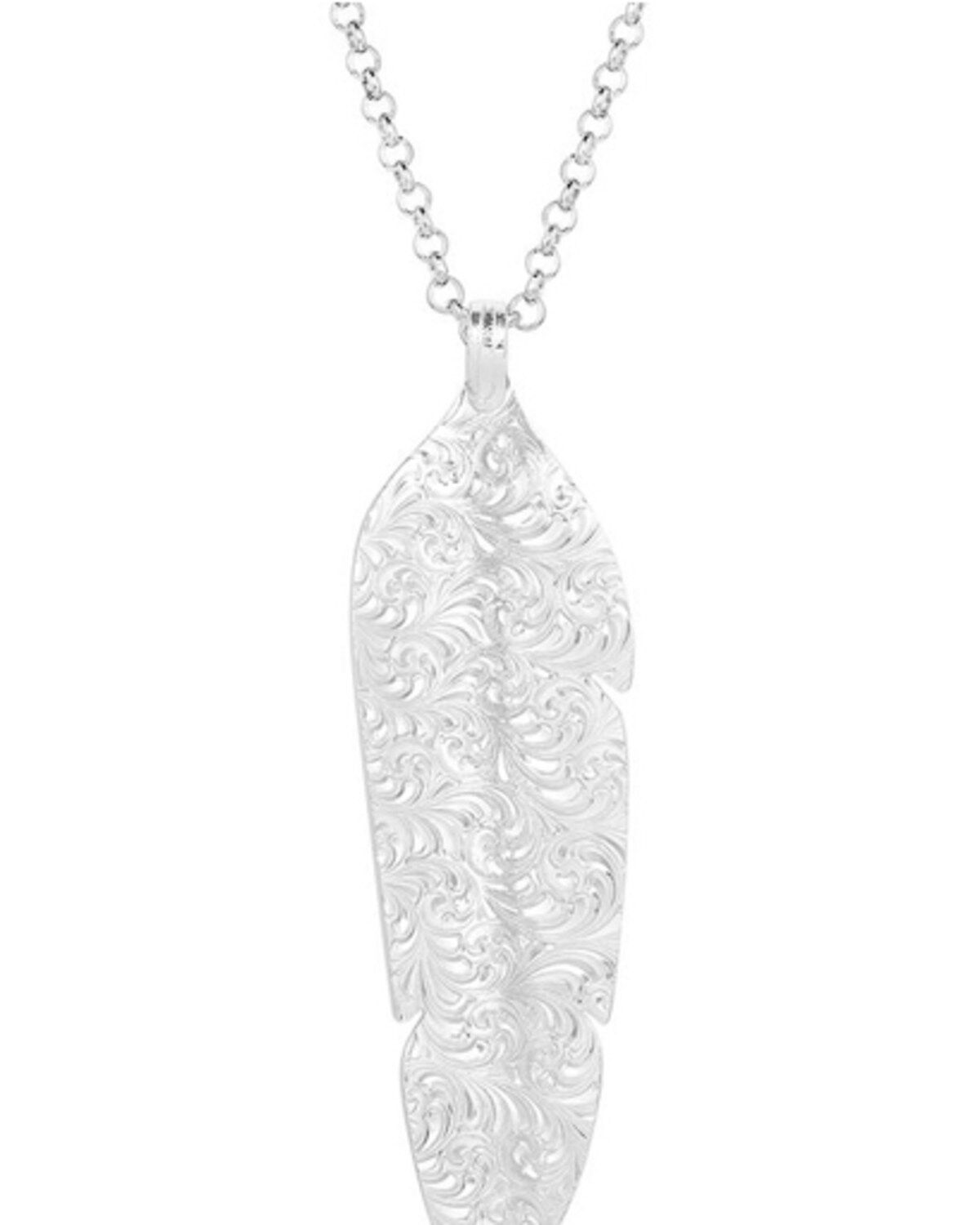 Image #2 - Montana Silversmiths Women's Love You More Feather Necklace, Silver, hi-res