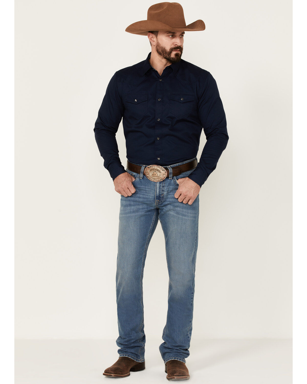 Image #1 - Cody James Men's Roughstock Wash Jackson Slim Straight Rigid Denim Jeans, Blue, hi-res