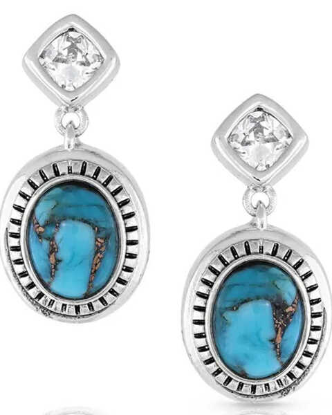 Montana Silversmiths Women's Open Night Sky Turquoise Earrings, Silver, hi-res