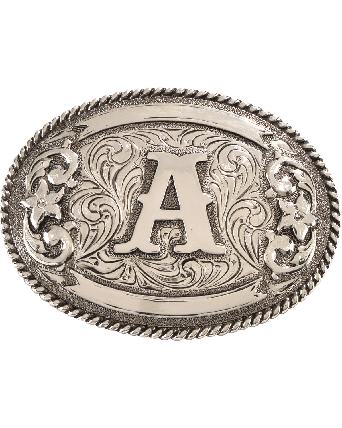 Image #1 - Cody James Men's Oval Letter A Initial Belt Buckle, Silver, hi-res