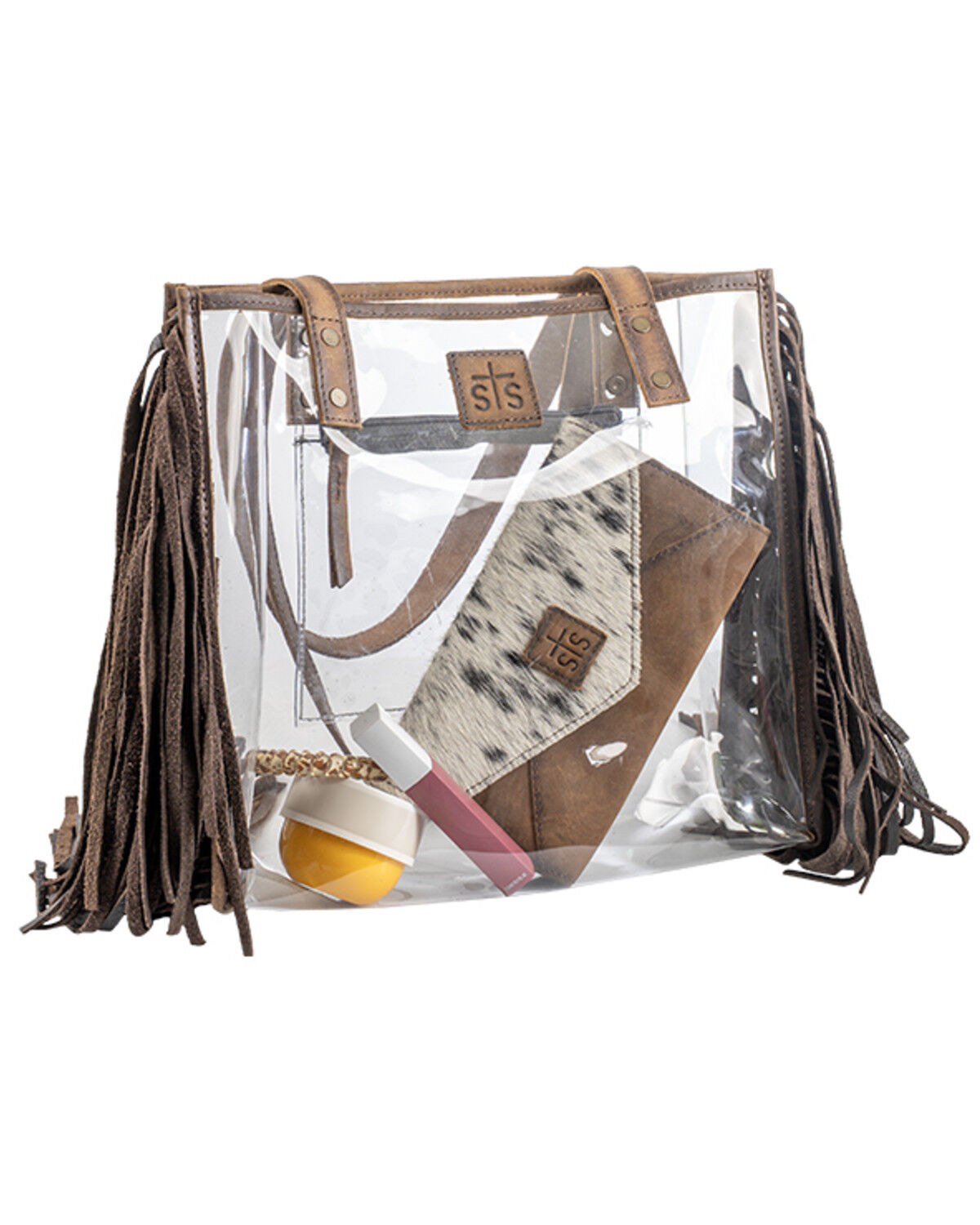 Image #3 - STS Ranchwear By Carroll Women's Clear Stadium Fringe Tote Bag, Brown, hi-res