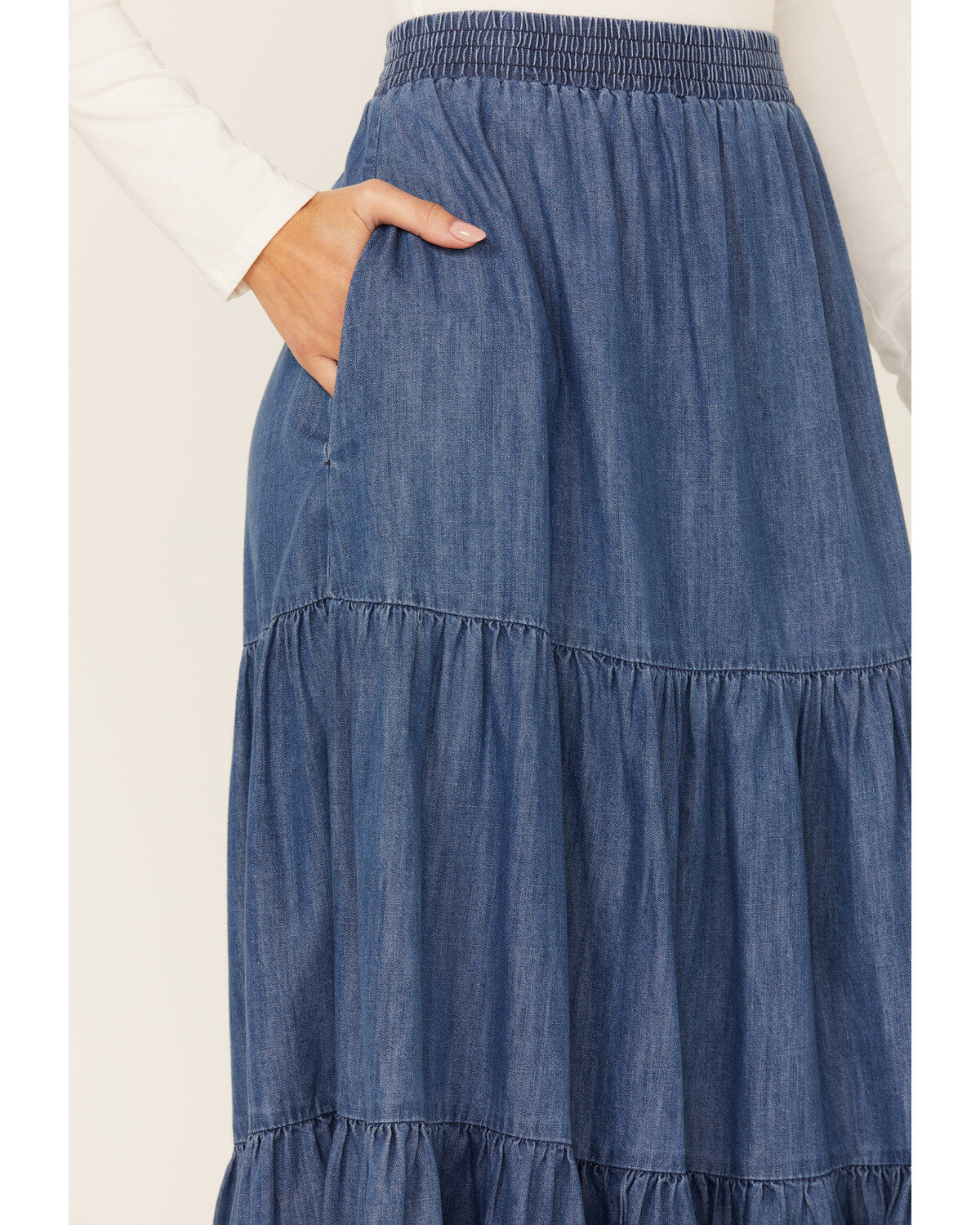 Image #2 - Ariat Women's Chambray Maxi Skirt, Blue, hi-res