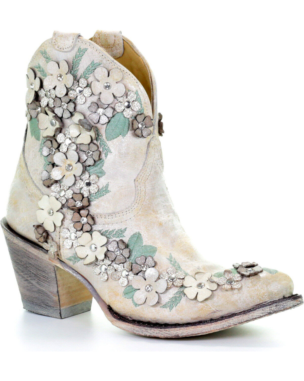 Image #1 - Corral Women's Floral Overlay Booties - Round Toe, , hi-res