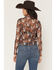 Image #4 - Rock & Roll Denim Women's Horse Print Long Sleeve Mesh Top, Brown, hi-res