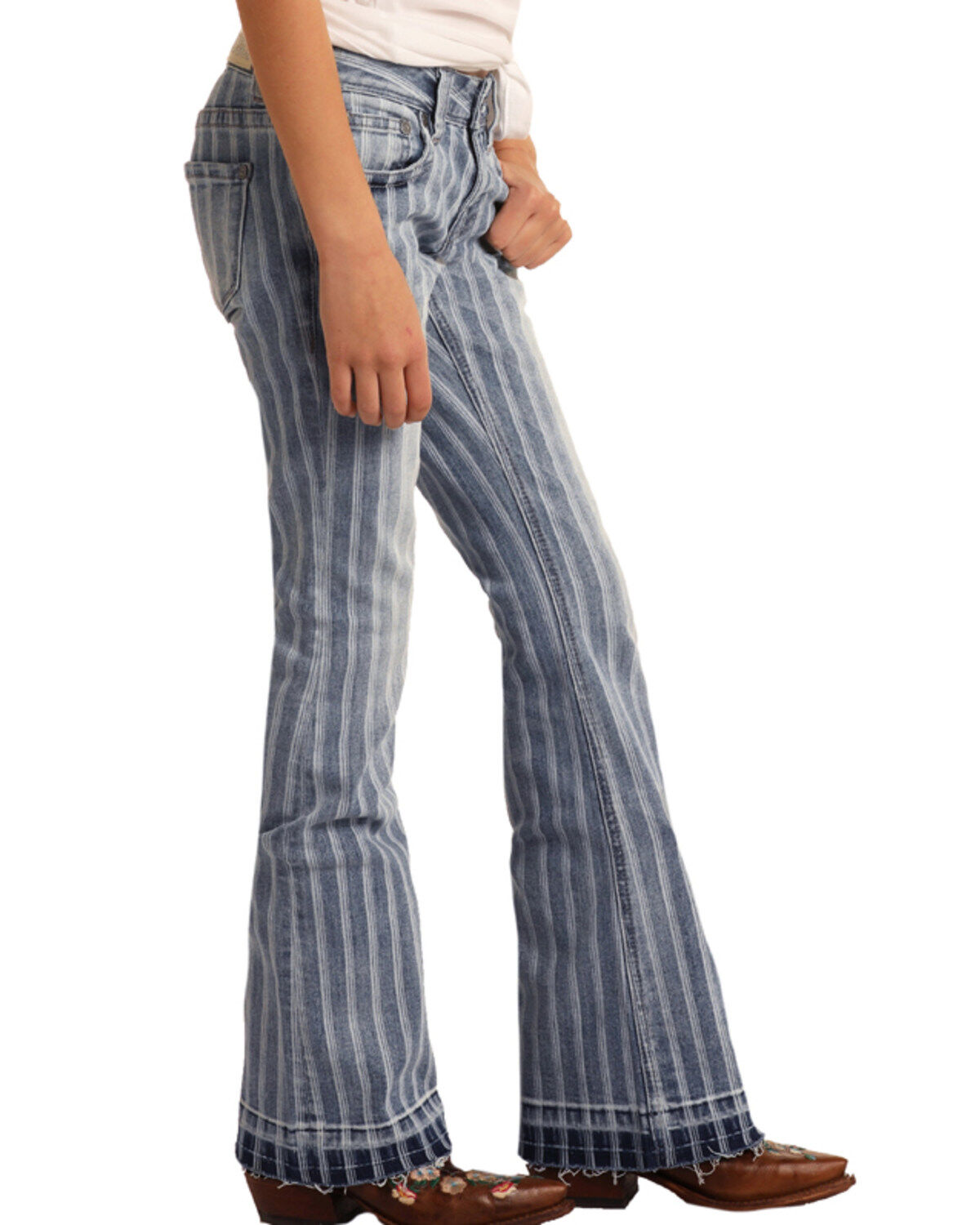 Image #3 - Rock & Roll Denim Girls' Striped Trouser Jeans, , hi-res