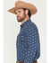 Image #2 - Panhandle Slim Men's Vintage Floral Print Long Sleeve Snap Western Shirt, Blue, hi-res