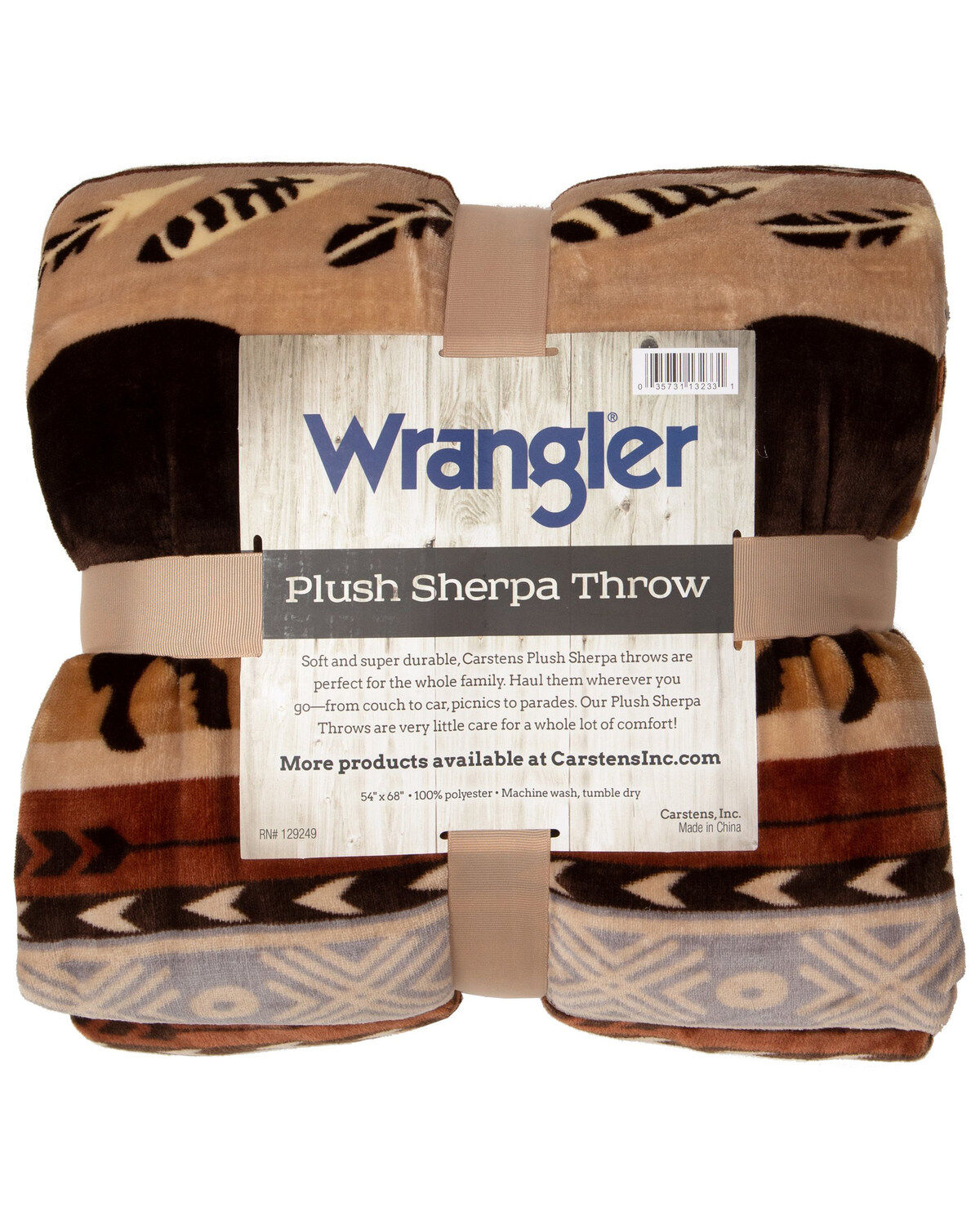 Image #5 - Carstens Home Wrangler Buffalo Southwestern Sherpa Fleece Throw Blanket, Blue, hi-res