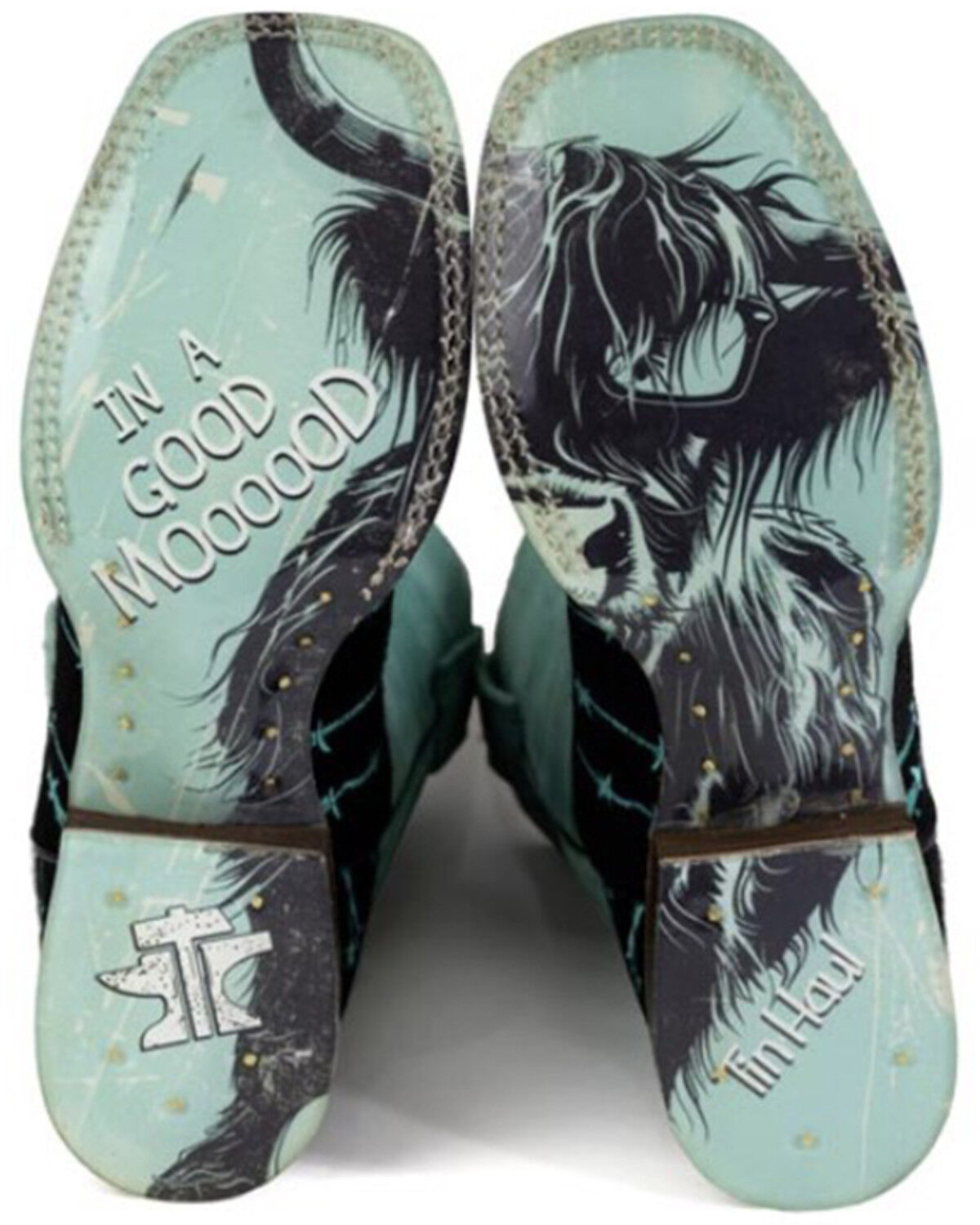 Image #3 - Tin Haul Women's Barbwire Belle Suede Western Boots - Broad Square Toe, Black, hi-res
