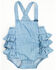 Image #1 - Wrangler Infant Girls' Ruffle Denim Onesie, Blue, hi-res