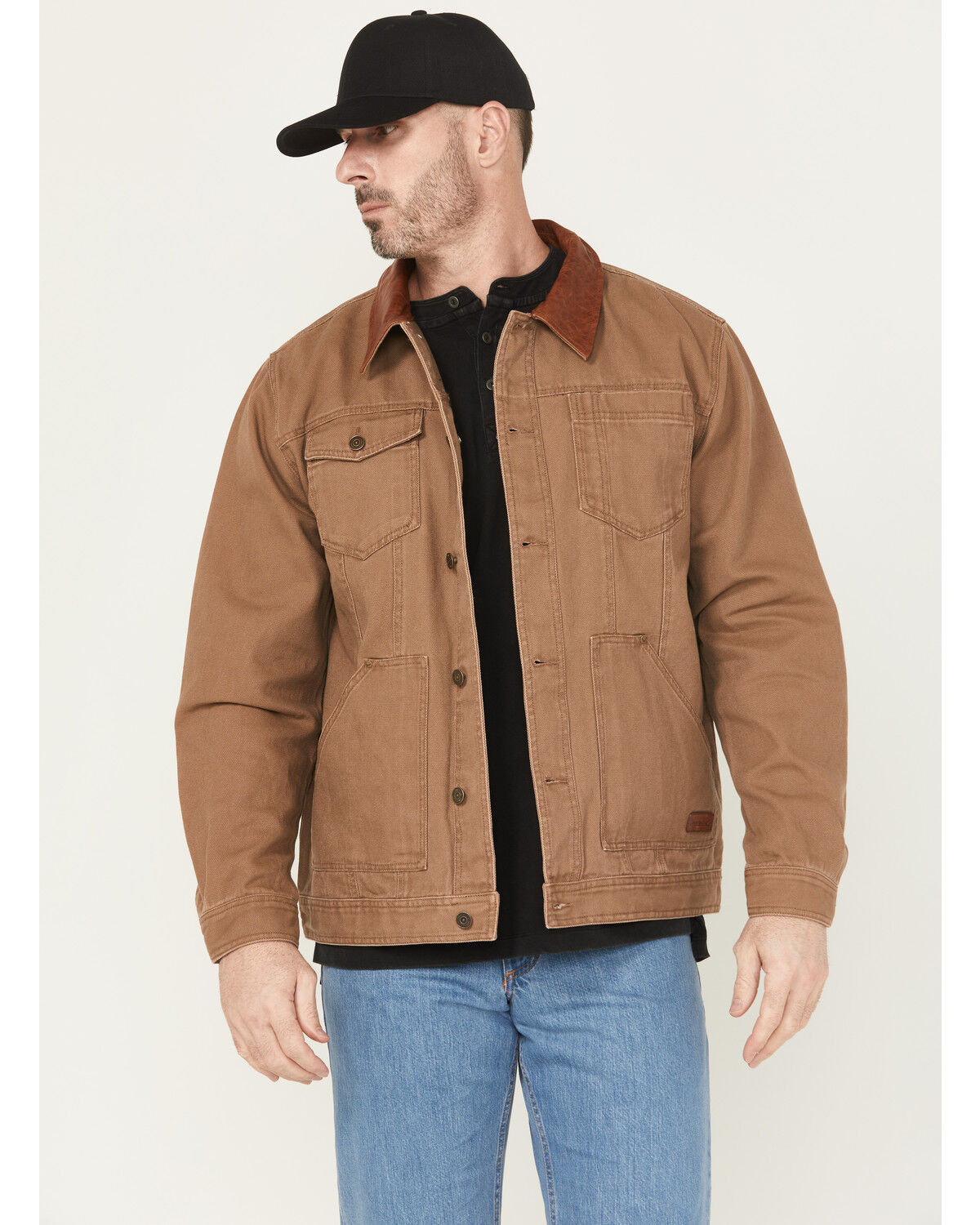Image #1 - Thorogood Men's Canvas Button-Down Trucker Jacket, Lt Brown, hi-res