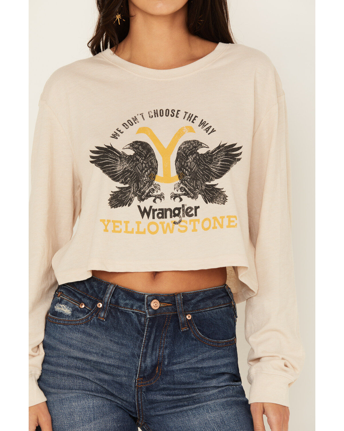 Product Name:  Wrangler Women's Yellowstone We Don't Choose The Way Long Sleeve Cropped Tee