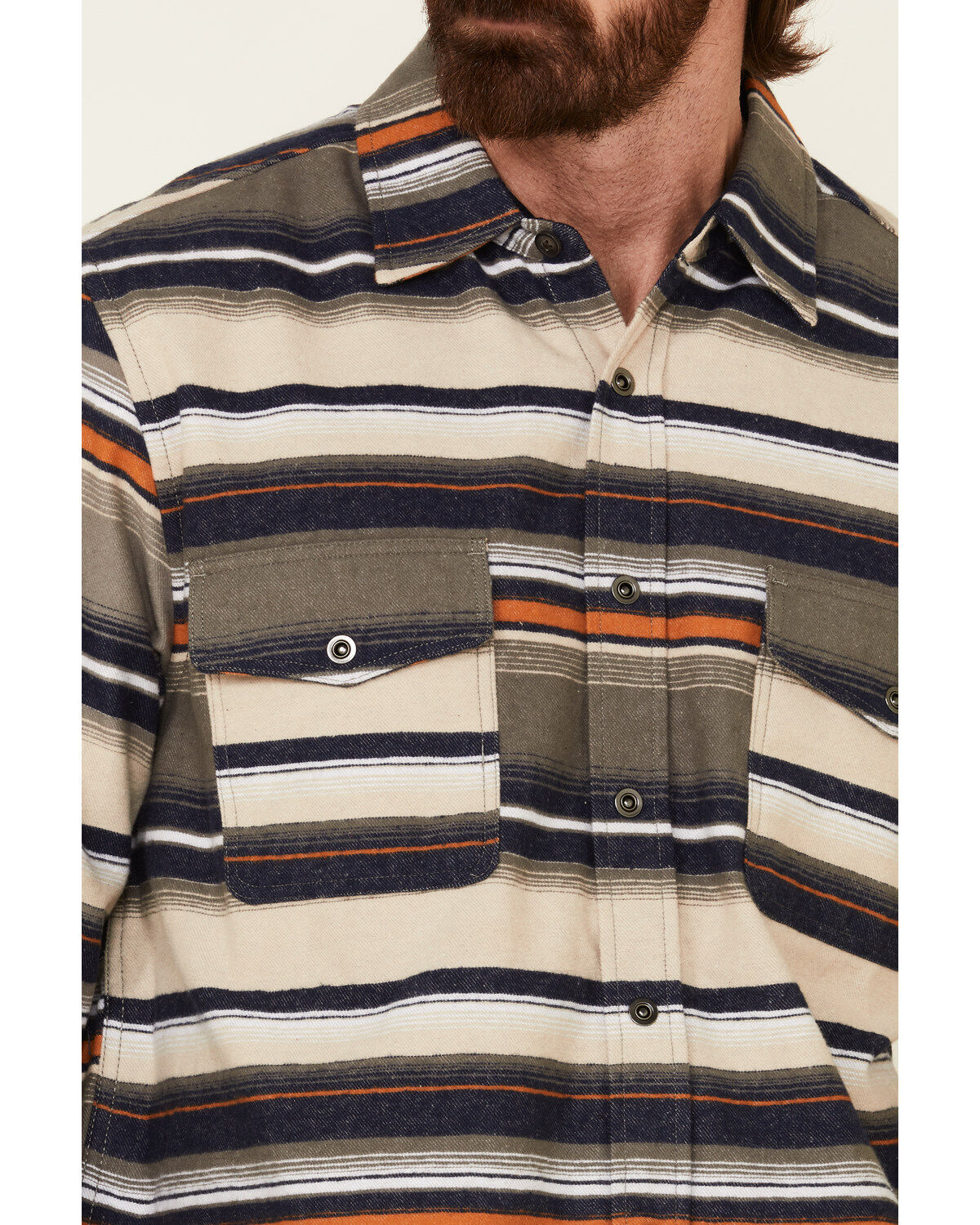 Image #3 - North River Men's Oatmeal Lake Striped Long Sleeve Western Flannel Shirt, Oatmeal, hi-res