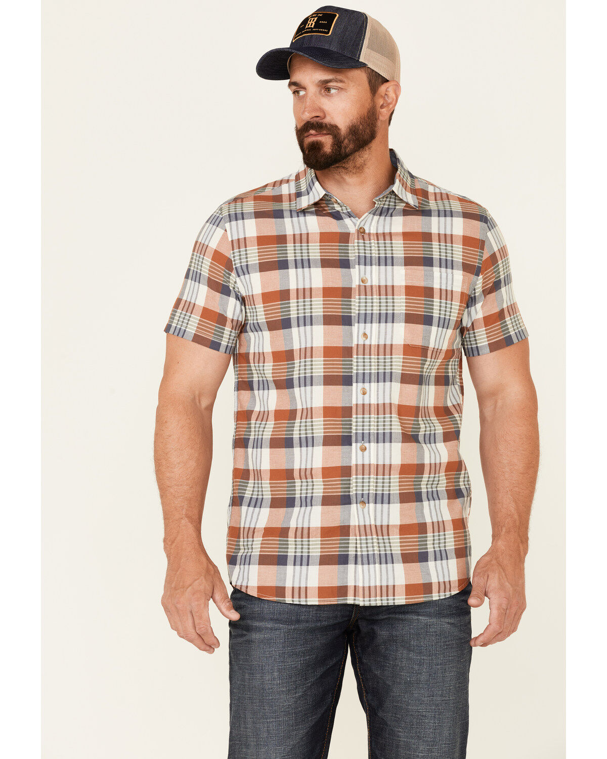 Image #1 - Pendleton Men's Truman Large Multi Plaid Print Short Sleeve Button Down Western Shirt, , hi-res