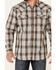 Moonshine Spirit Men's Chainlink Fence Large Plaid Long Sleeve Snap Western Shirt , Medium Grey, hi-res