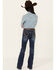 Image #3 - Shyanne Girls' Dark Wash Arrow Embroidered Stretch Bootcut Jeans, Blue, hi-res