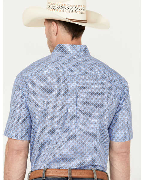 Image #4 - Roper Men's Geo Print Short Sleeve Button Down Western Shirt, Blue, hi-res