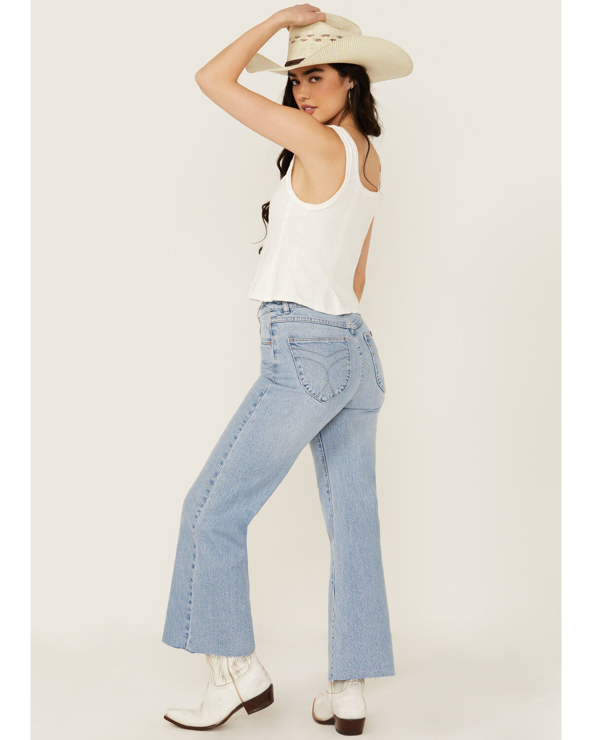 Image #3 - Rolla's Women's Light Wash Sunshine Eastcoast Ankle Flare Stretch Denim Jeans, Light Wash, hi-res