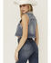 Image #4 - Blue B Women's Rhinestone Button-Down Cropped Denim Vest, Blue, hi-res