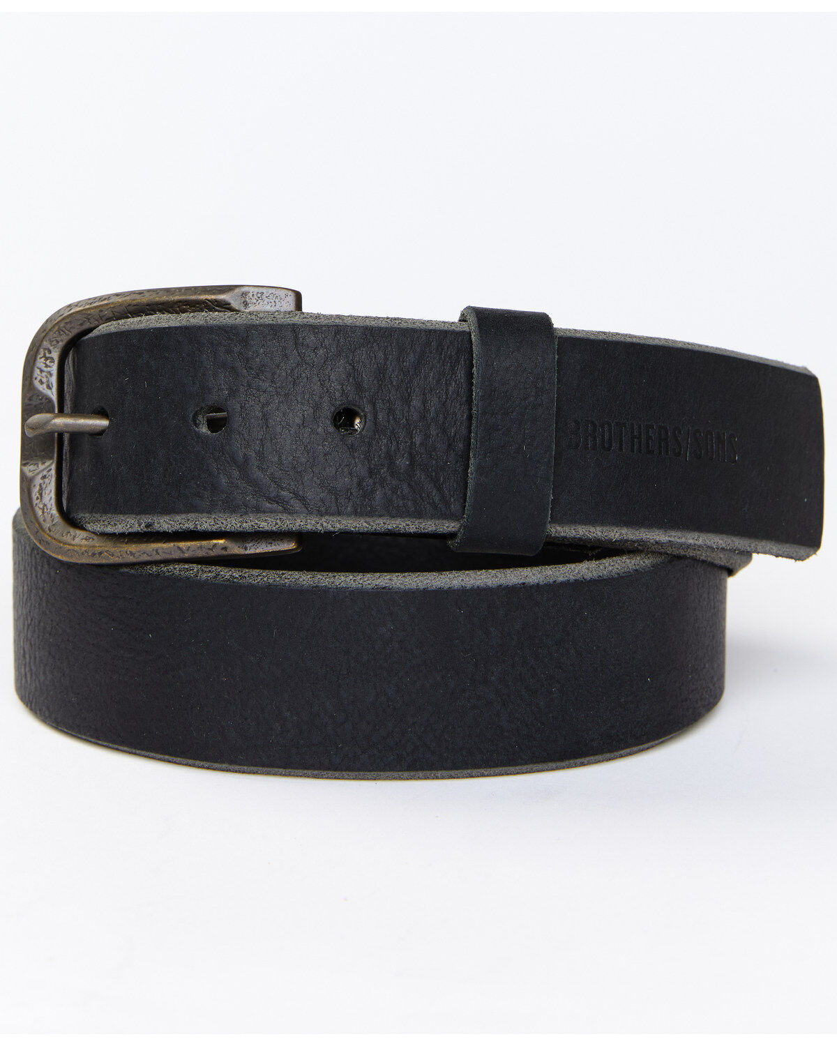 Image #1 - Brothers and Sons Men's Embossed Logo Belt, Black, hi-res