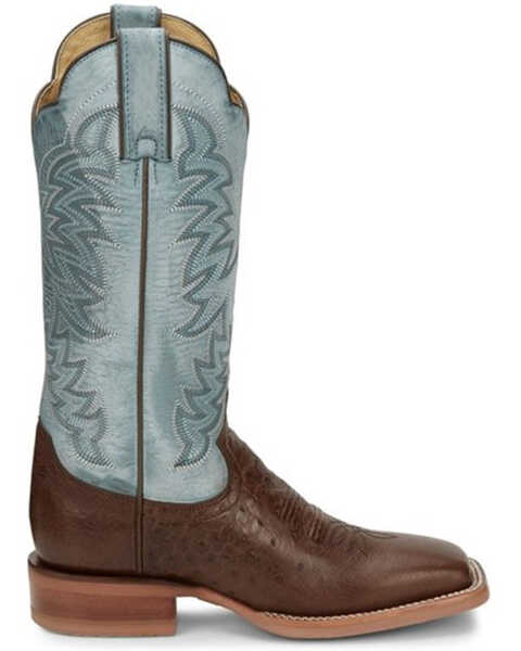 Image #2 - Justin Women's Ralston Exotic Smooth Ostrich Skin Western Boots - Broad Square Toe, Chocolate, hi-res