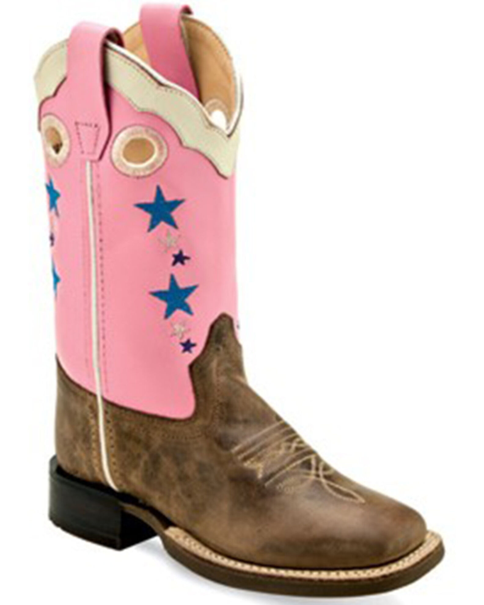Old West Girls Cactus Western Boots Broad Square Toe
