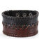 Moonshine Spirit Men's Braided Leather Cuff, Dark Brown, hi-res