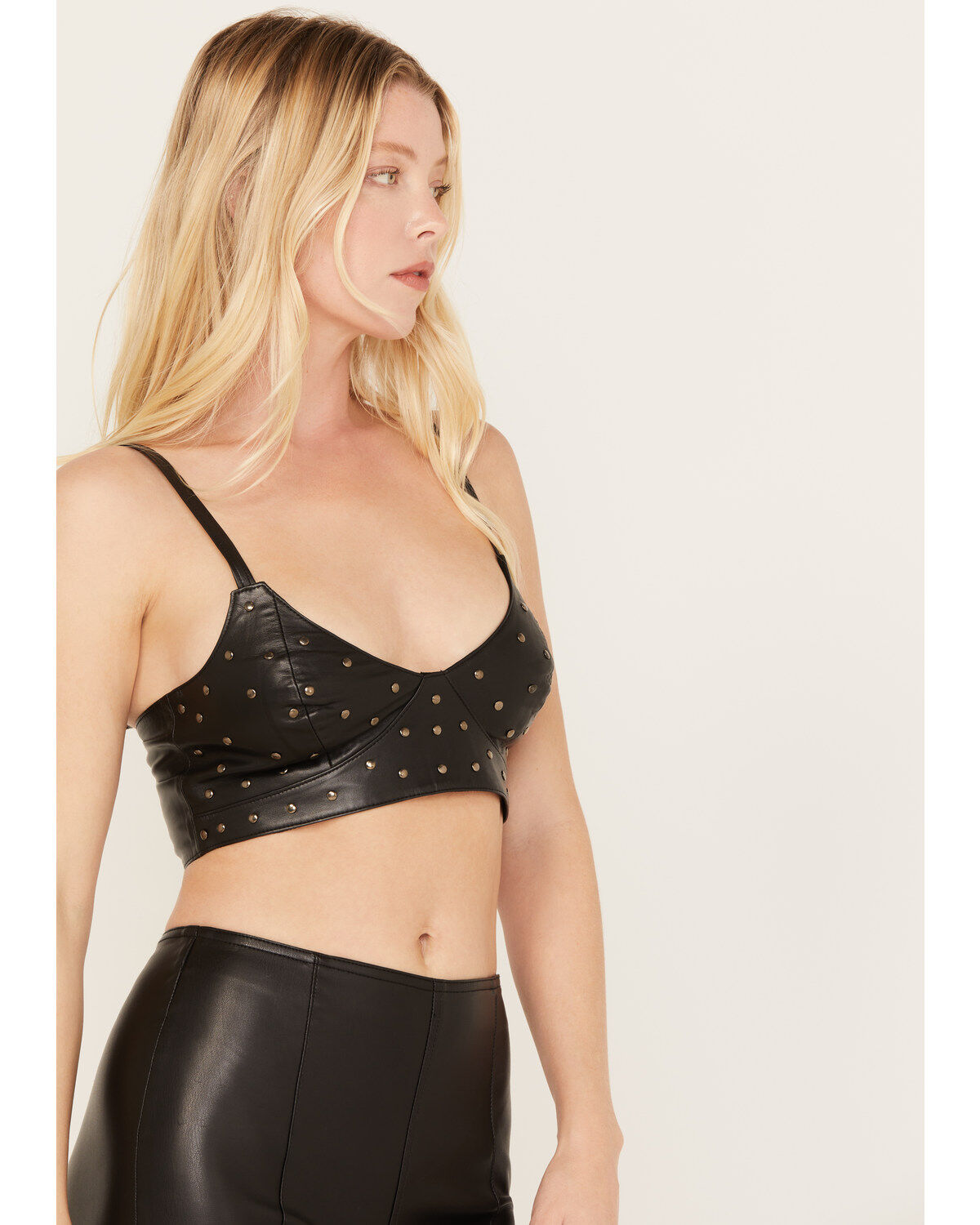 Image #2 - Any Old Iron Women's Studded Leather Bralette, Black, hi-res