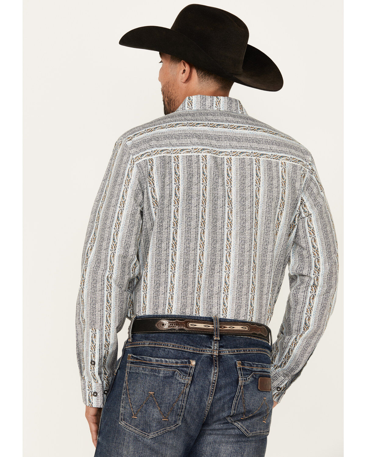 Image #4 - Gibson Trading Co Men's Rough Road Striped Print Long Sleeve Button-Down Western Shirt, White, hi-res