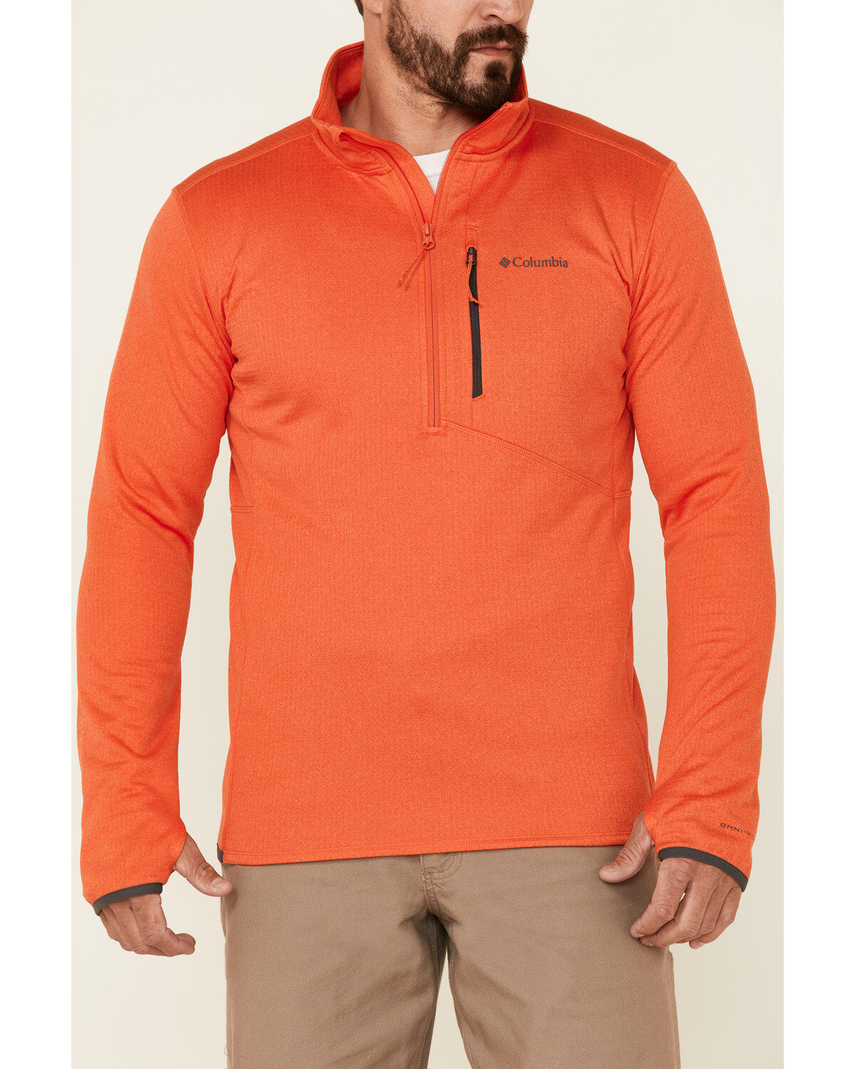 Image #3 - Columbia Men's Heather Quartz Red Park View 1/2 Zip Fleece Pullover, Orange, hi-res